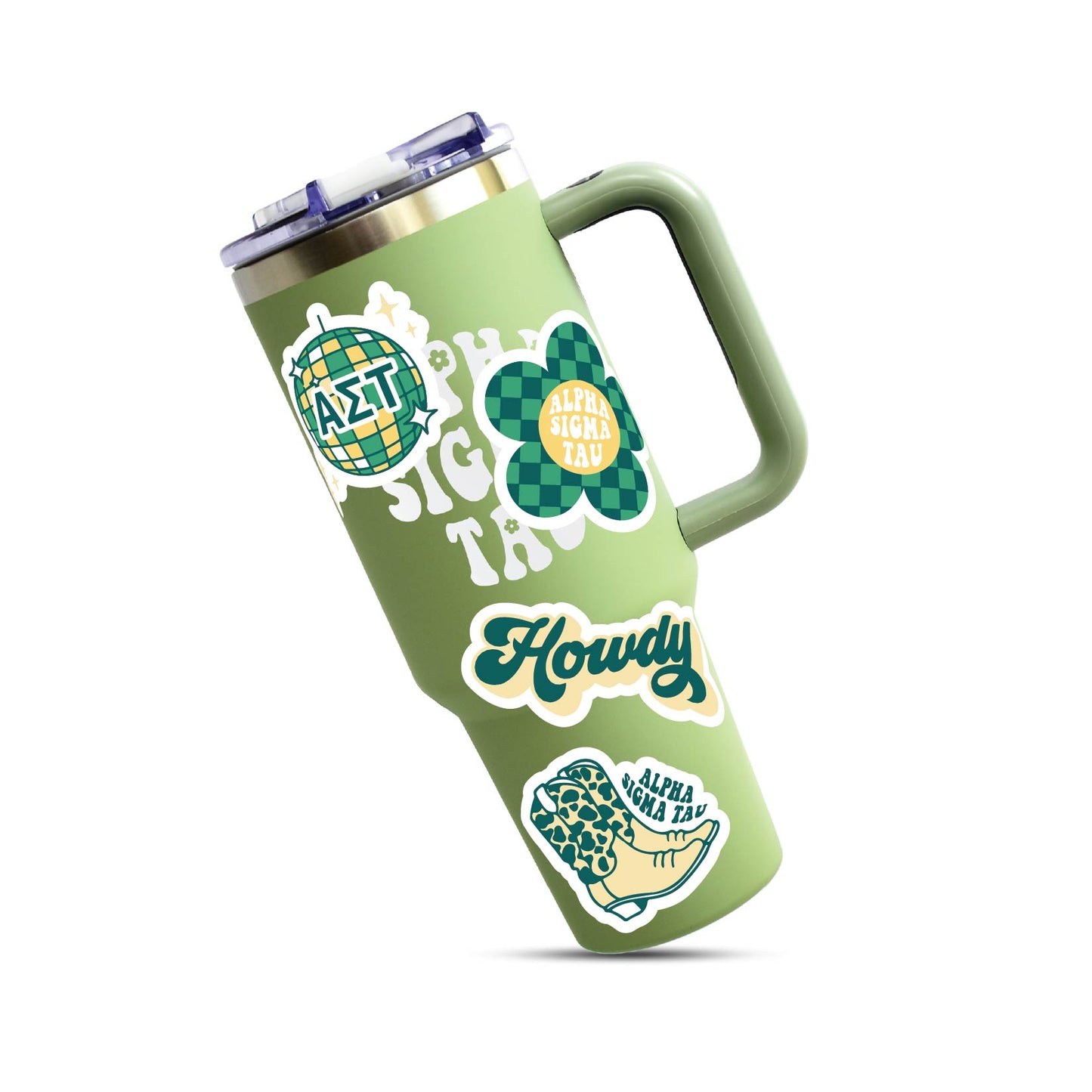 Alpha Sigma Tau Sticker Sheet - Western Disco Design