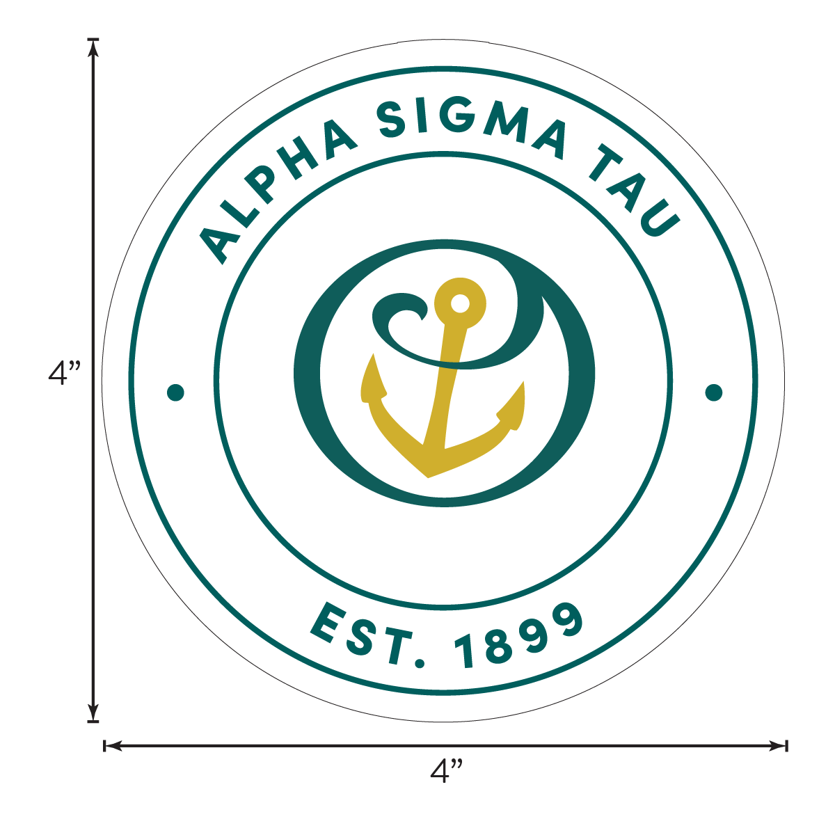 Alpha Sigma Tau Sorority Car Decal Sticker- Full Color Circle Logo