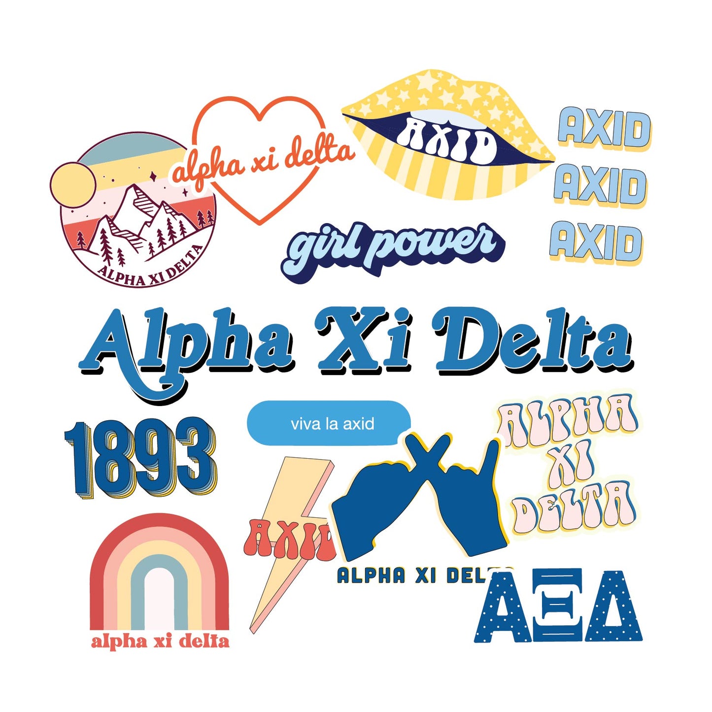 Alpha Xi Delta Girl Power Sticker Sheet