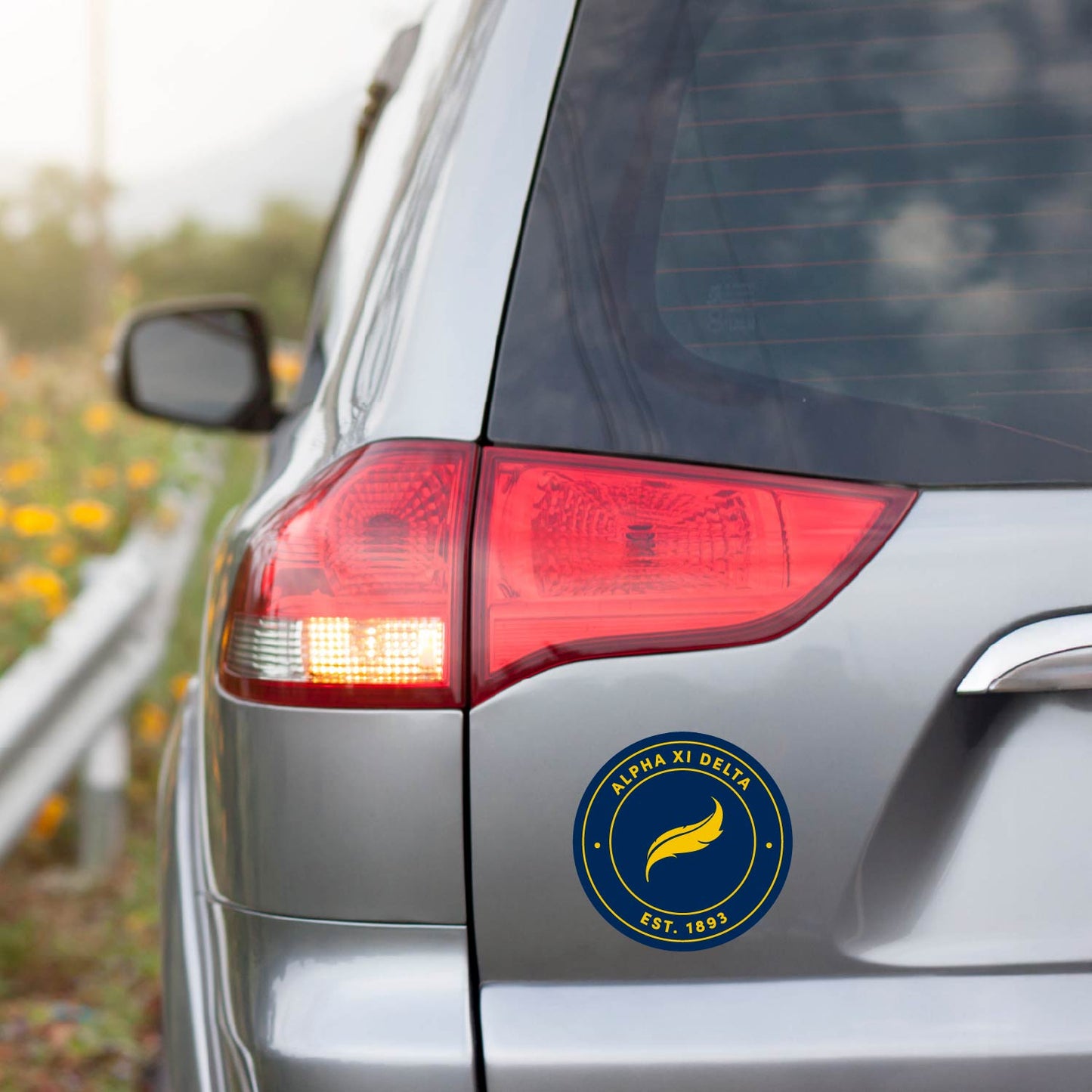 Alpha Xi Delta Sorority Car Decal Sticker- Full Color Circle Logo