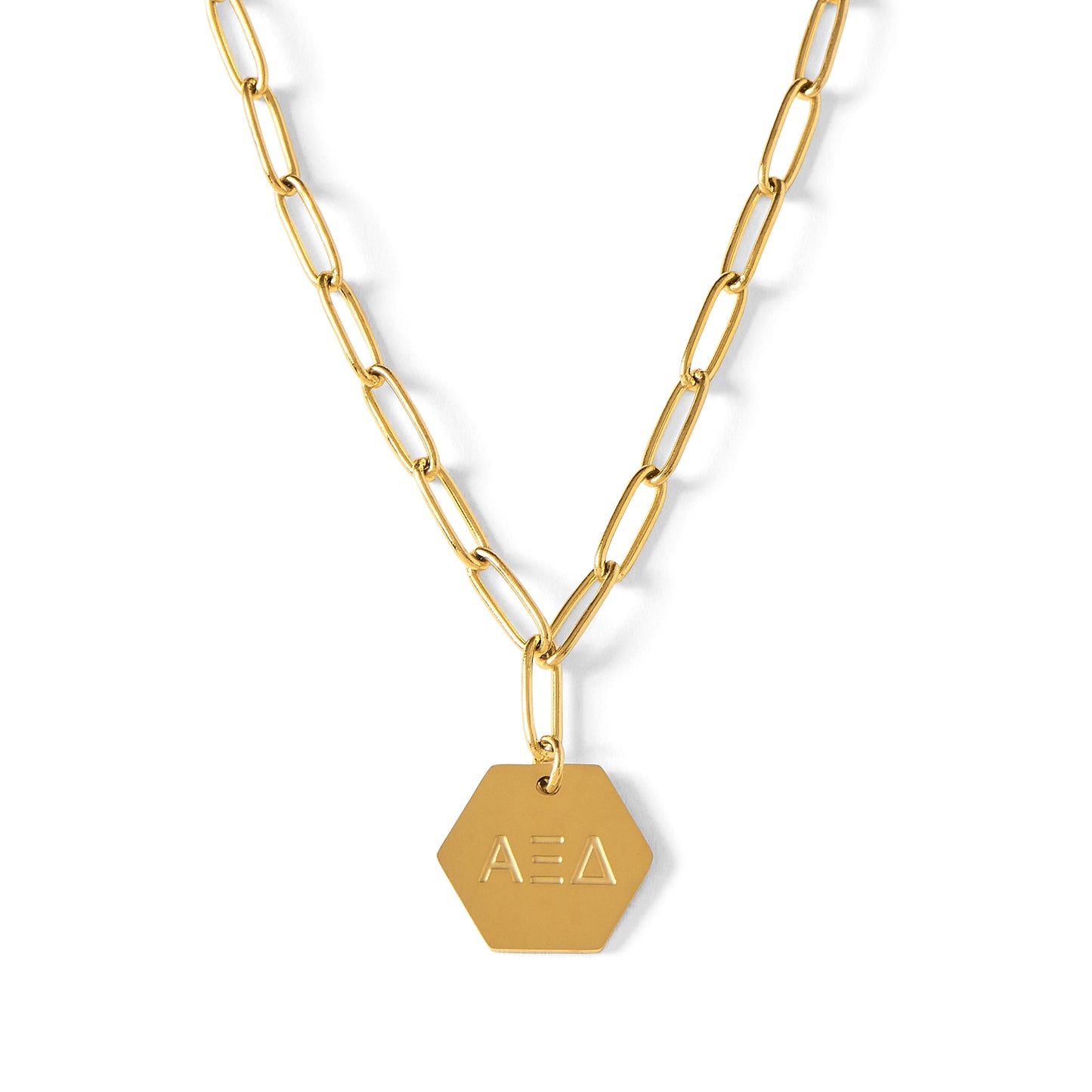 Alpha Xi Delta Paperclip Necklace with AXD Sorority Pendant