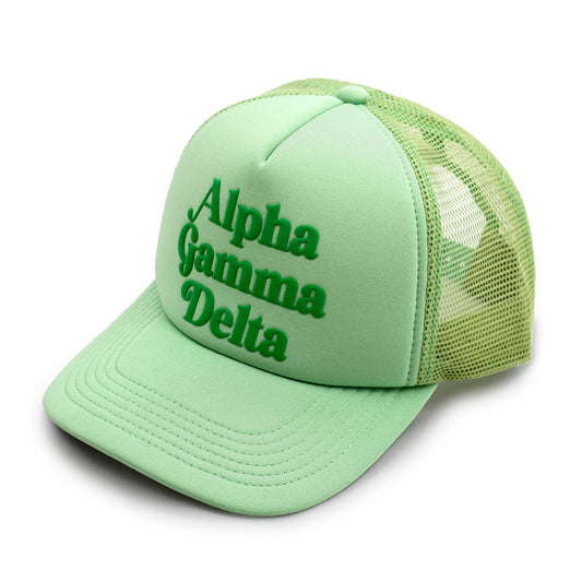 Alpha Gamma Delta Baseball Cap, Mesh Trucker-Style Hat