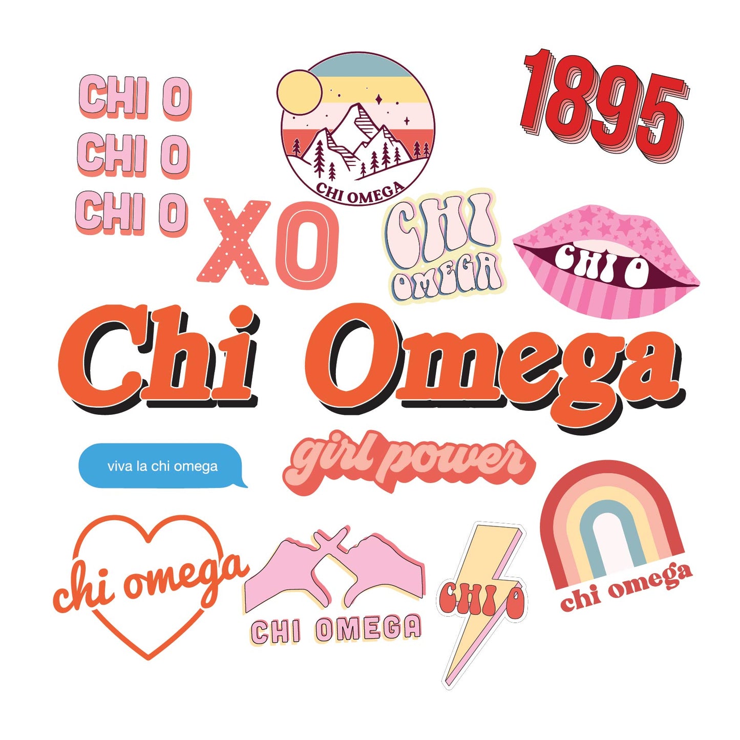 Chi Omega Girl Power Sticker Sheet