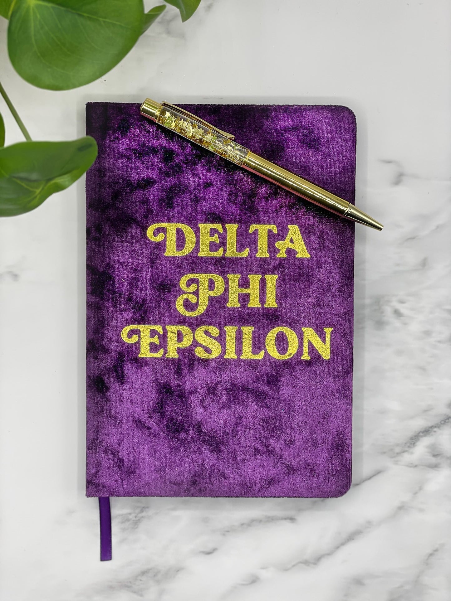 Delta Phi Epsilon Velvet Notebook with Gold Foil Imprint