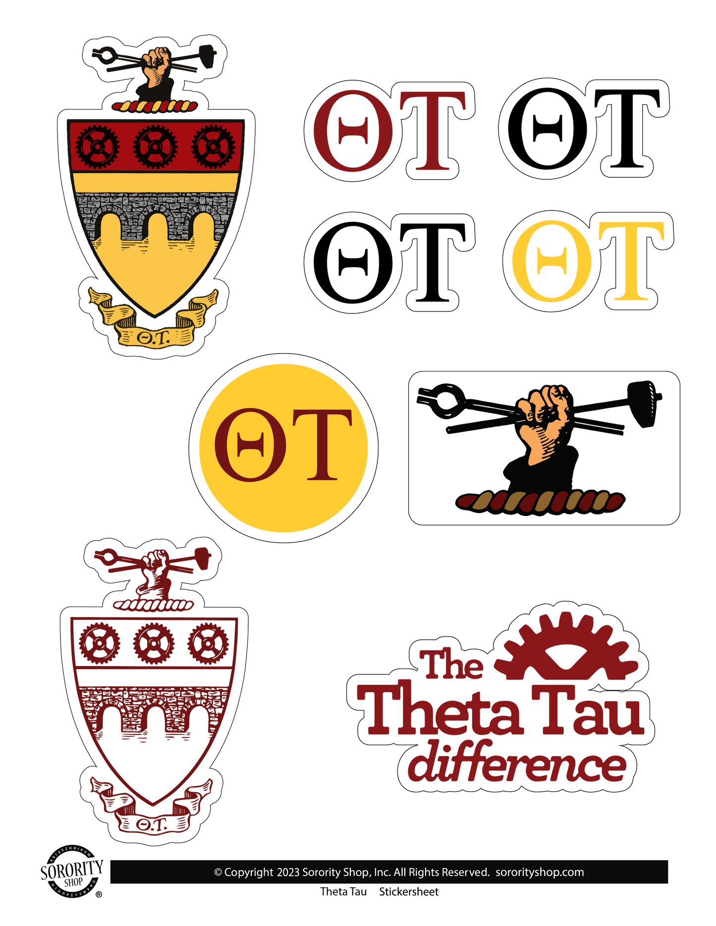 Theta Tau Fraternity Sticker Sheet- Brand Focus