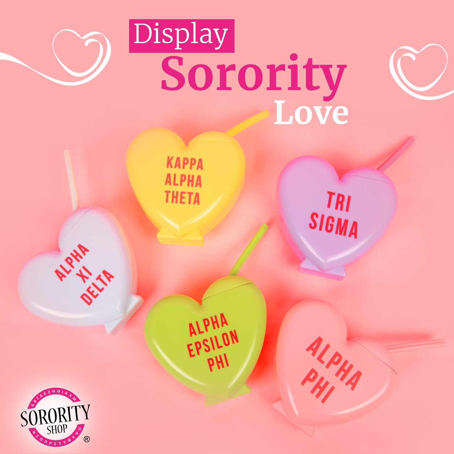 Sorority "Big" Tumbler- Candy Heart Shaped