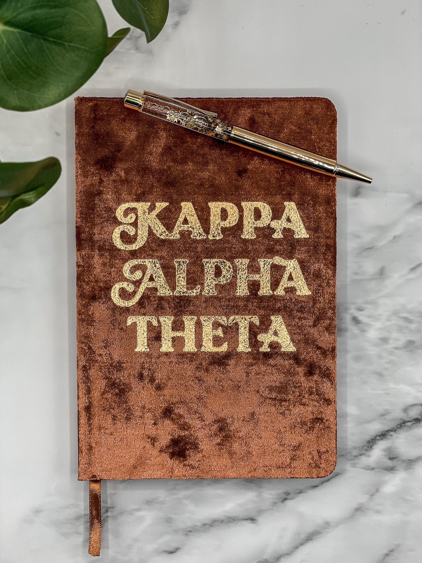 Kappa Alpha Theta Velvet Notebook with Gold Foil Imprint