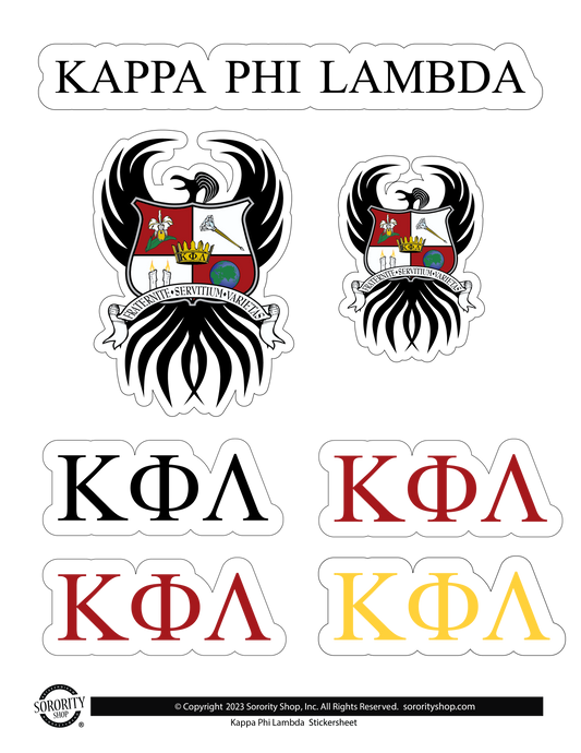 Kappa Phi Lambda Sorority Sticker Sheet- Brand Focus