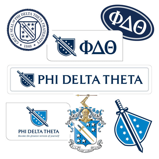 Phi Delta Theta Fraternity Sticker Sheet- Brand Focus