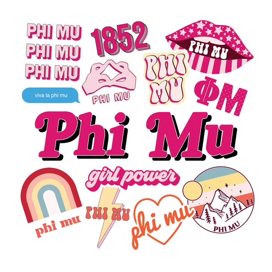 Phi Mu Girl Power Sticker Sheet