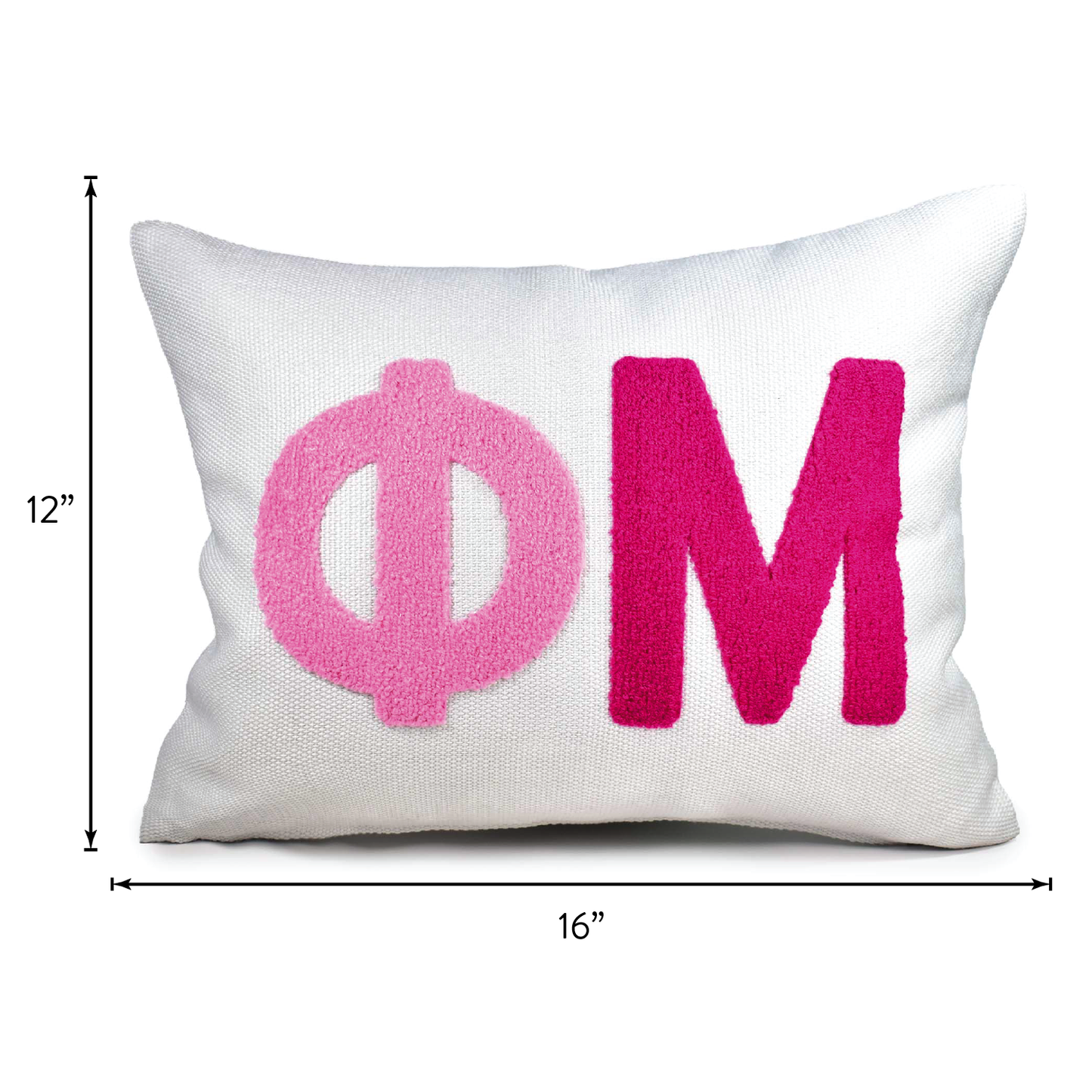 Phi Mu Pillow – Embroidered Plush Greek Letters Design