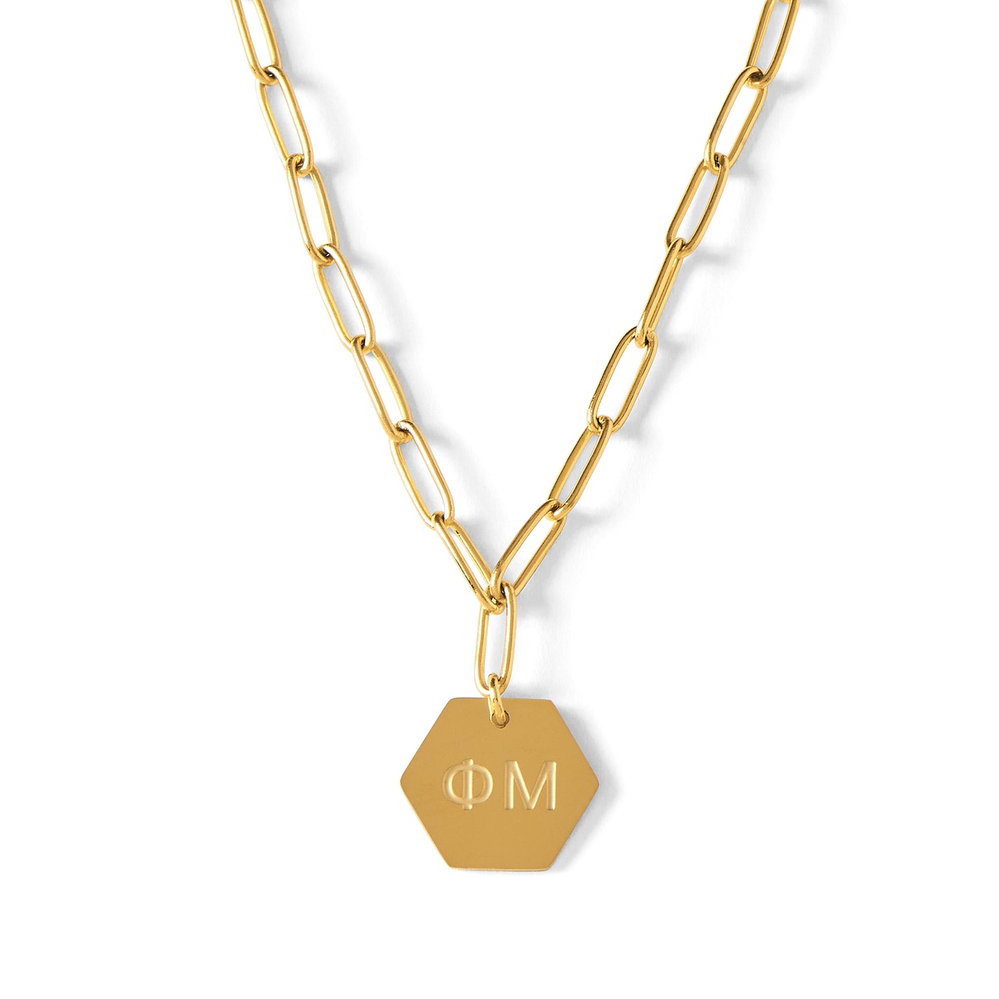 Phi Mu Paperclip Necklace with PM Sorority Pendant