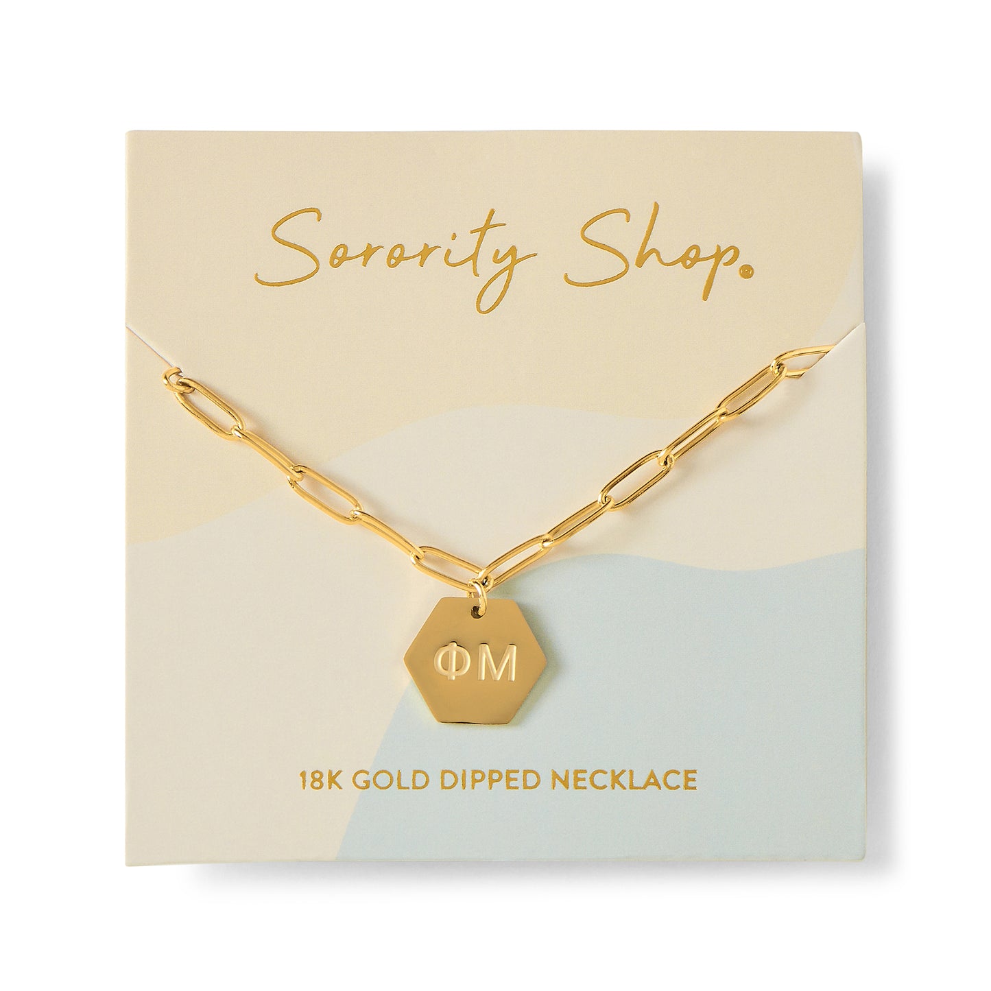 Phi Mu Paperclip Necklace with PM Sorority Pendant