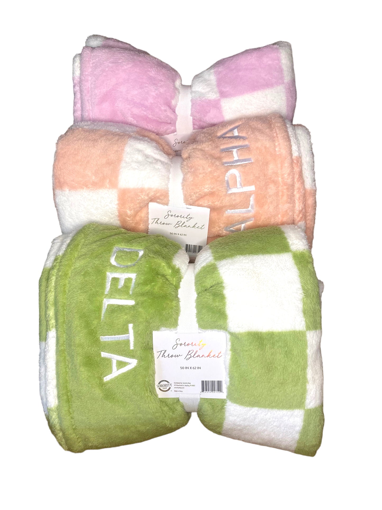 Alpha Chi Omega Blanket - Thick Checkered Sherpa Blanket