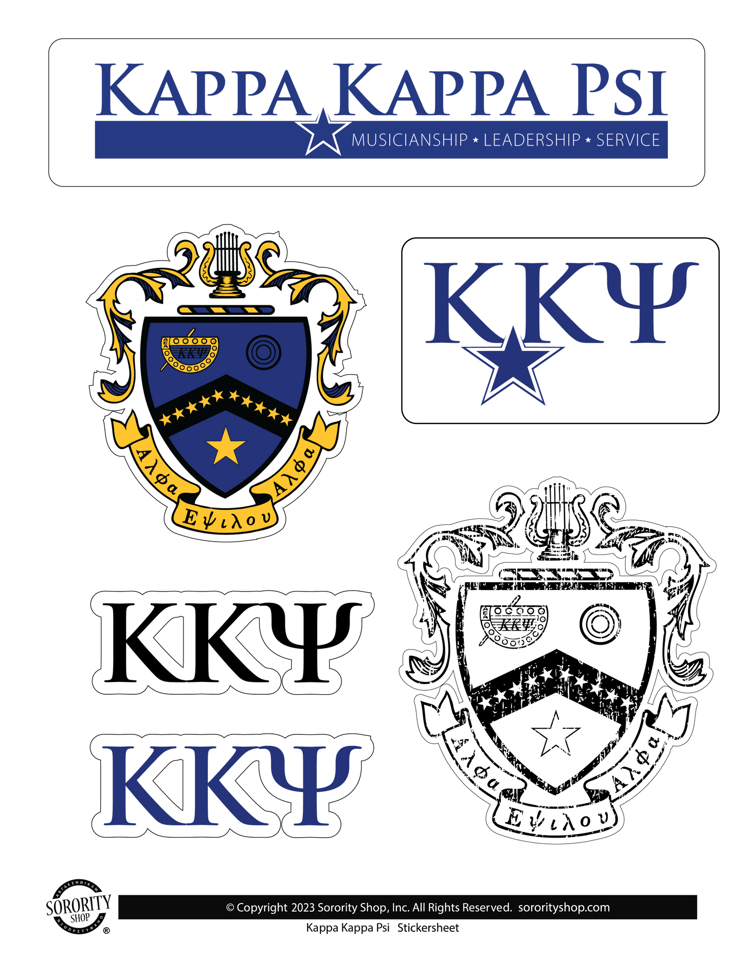 Kappa Kappa Psi Fraternity Sticker Sheet- Brand Focus