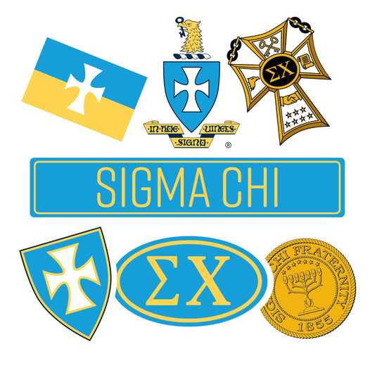 Sigma Chi Fraternity Sticker Sheet- Brand Focus