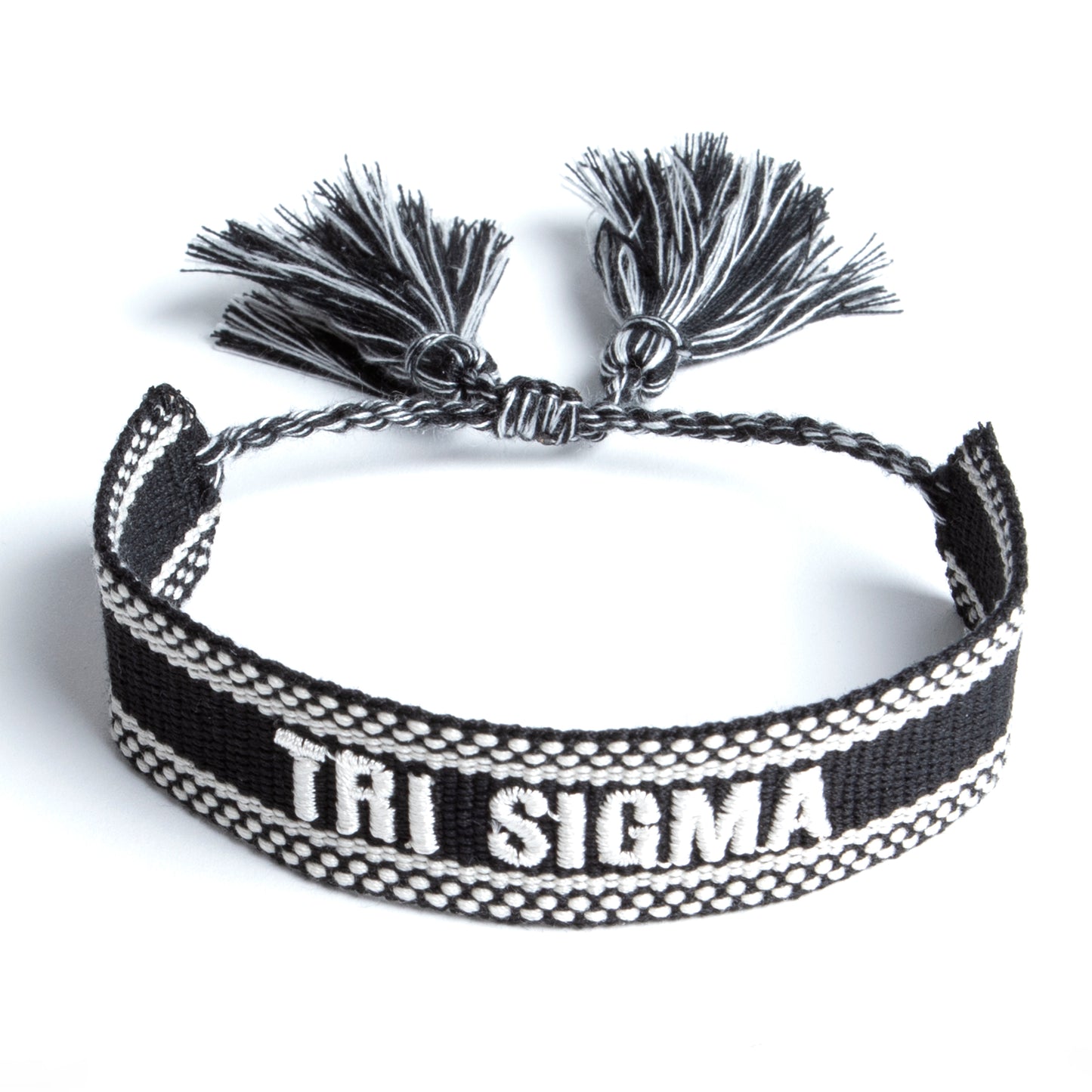Sigma Sigma Sigma Woven Bracelet, Black and White Design