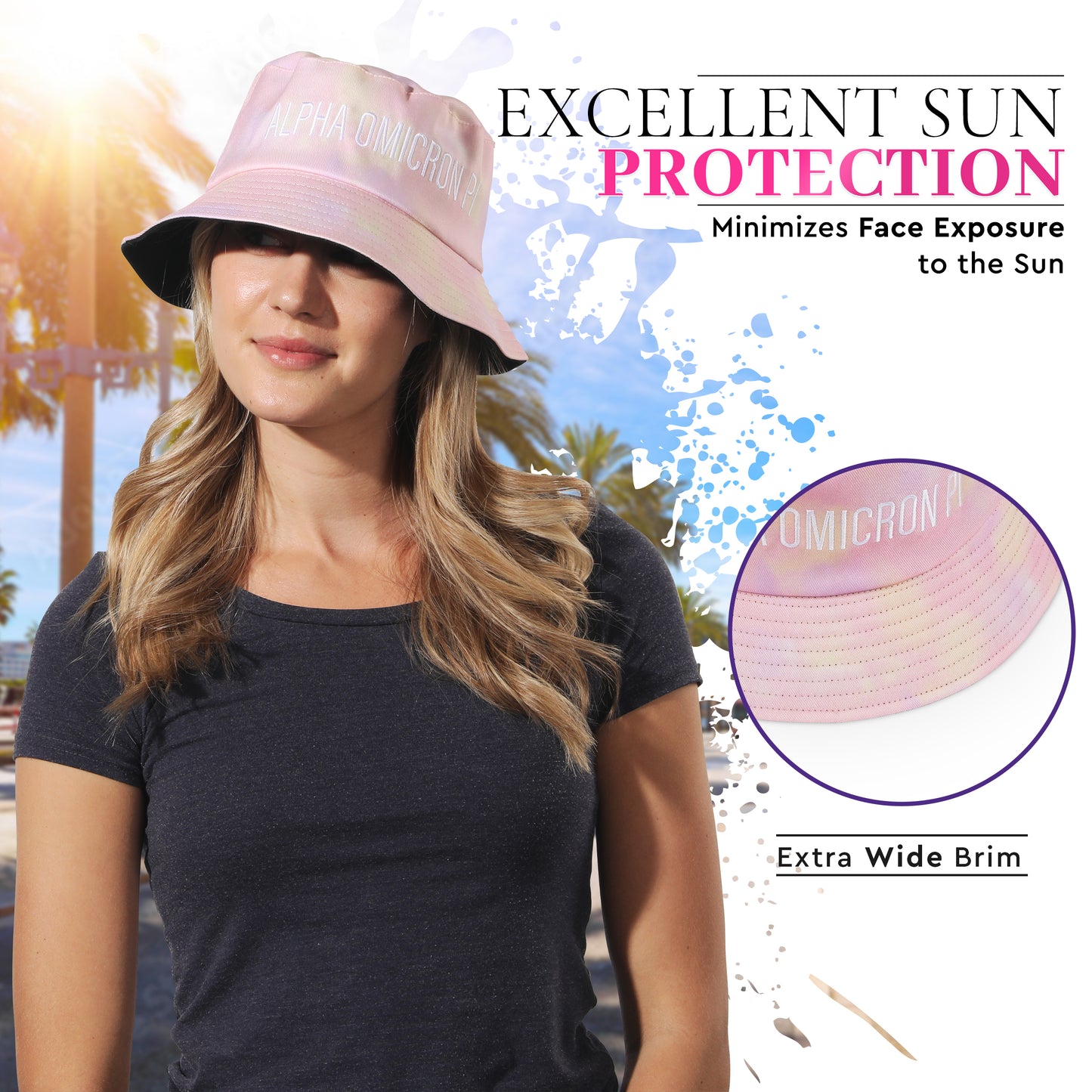 Alpha Xi Delta Bucket Hat - Tie Dye - Embroidered Logo