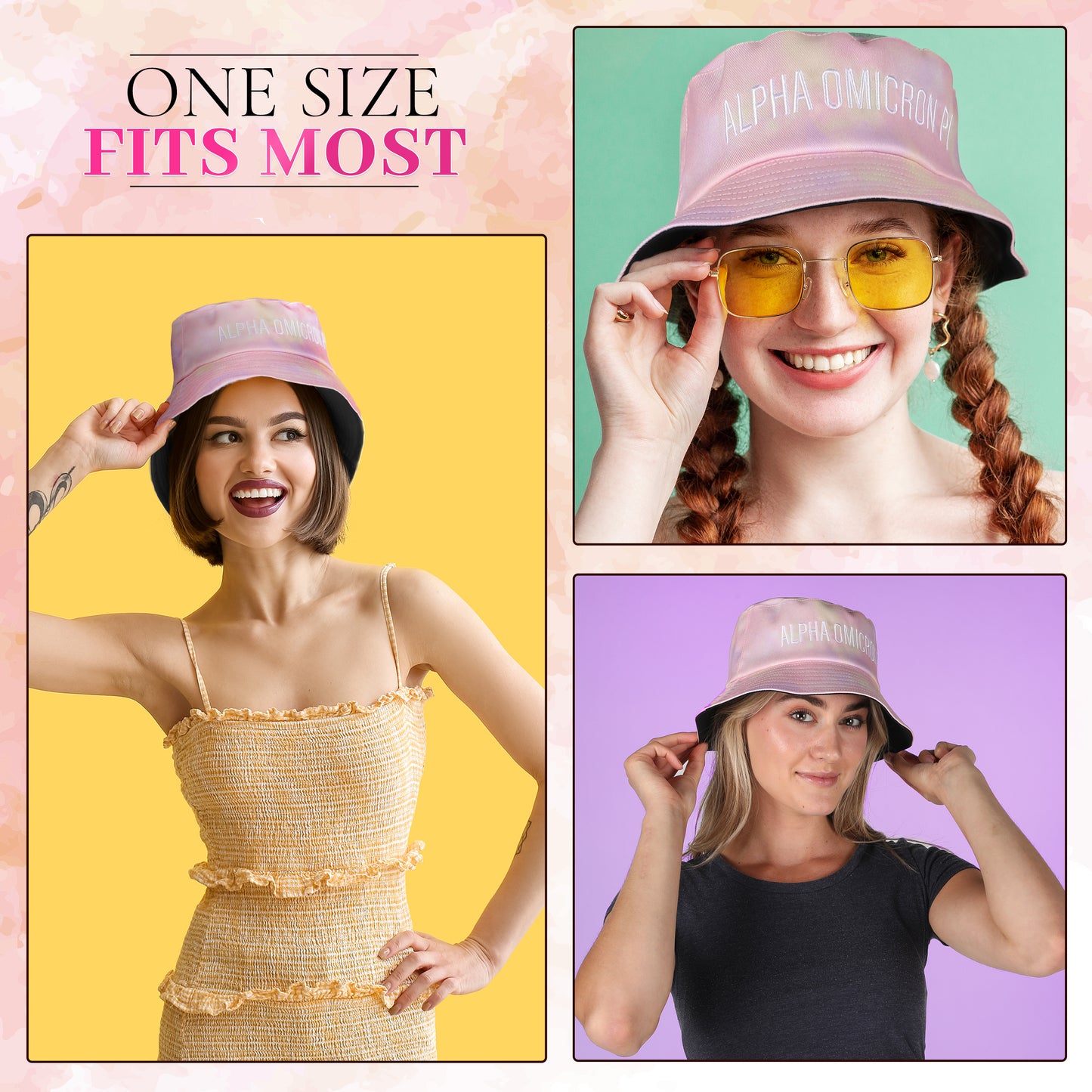 Alpha Delta Pi Bucket Hat - Tie Dye - Embroidered Logo