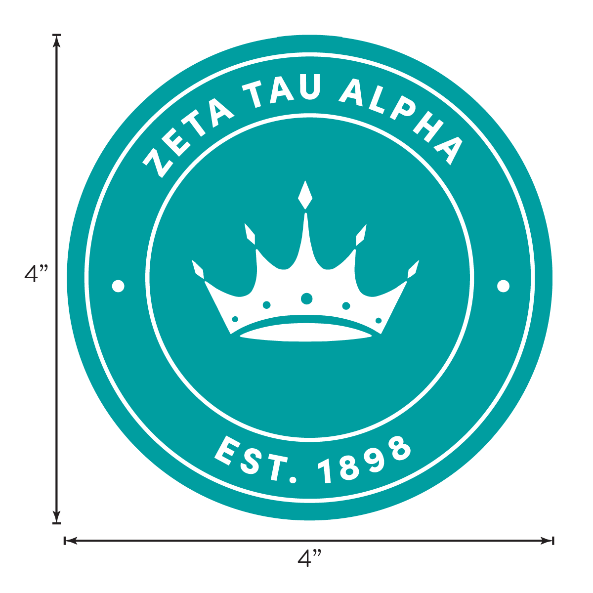 Zeta Tau Alpha Sorority Car Decal Sticker- Full Color Circle Logo