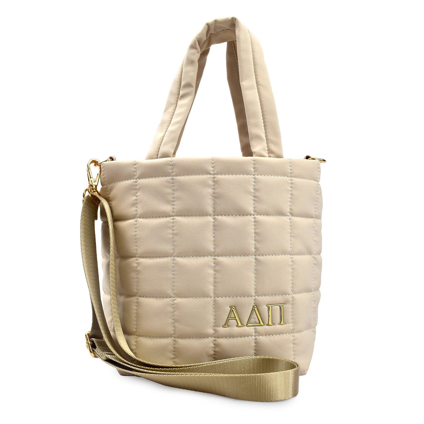 Alpha Delta Pi Small Crossbody Quilted Tote Bag Greek Letters