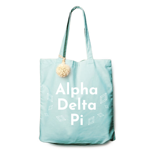 Alpha Delta Pi Retro Pom Pom Tote Bag