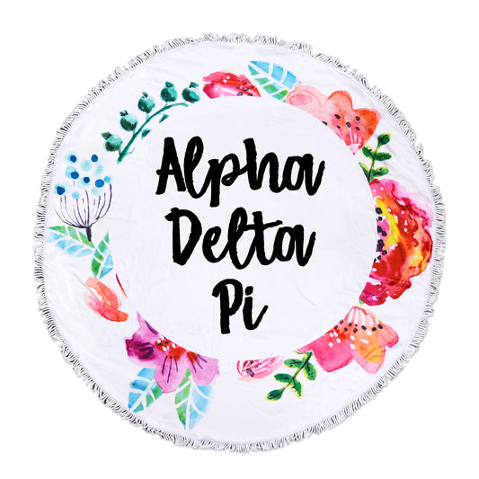 Alpha Delta Pi Floral Fringe Towel Blanket