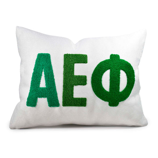 Alpha Epsilon Phi Pillow – Embroidered Plush Greek Letters Design