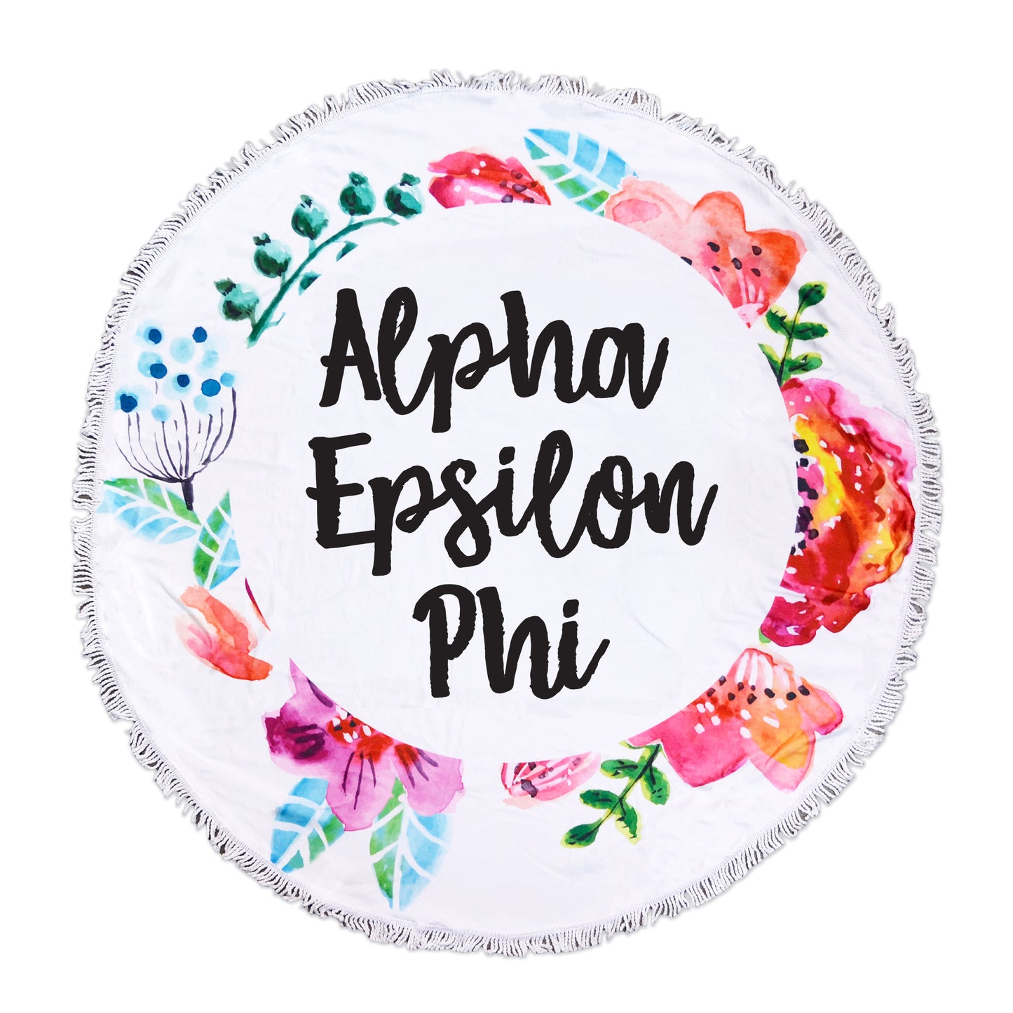 Alpha Epsilon Phi Floral Fringe Towel Blanket
