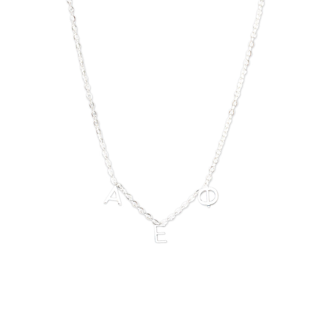Alpha Epsilon Phi Silver Greek Letters Necklace