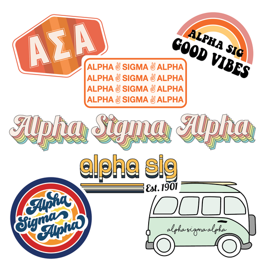 Alpha Sigma Alpha <br> Retro Sticker Sheet