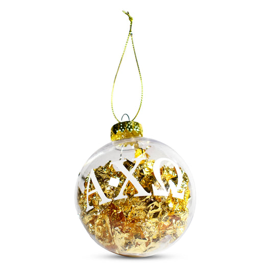 Alpha Chi Omega Ornament - Clear Plastic Ball Ornament with Gold Foil