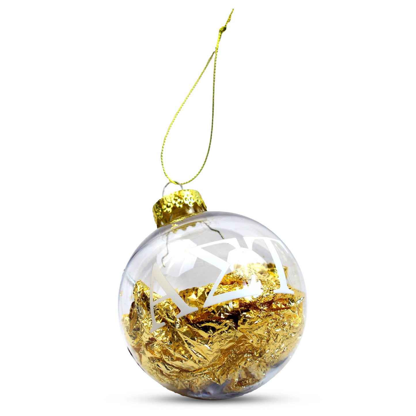 Alpha Sigma Tau Ornament - Clear Plastic Ball Ornament with Gold Foil