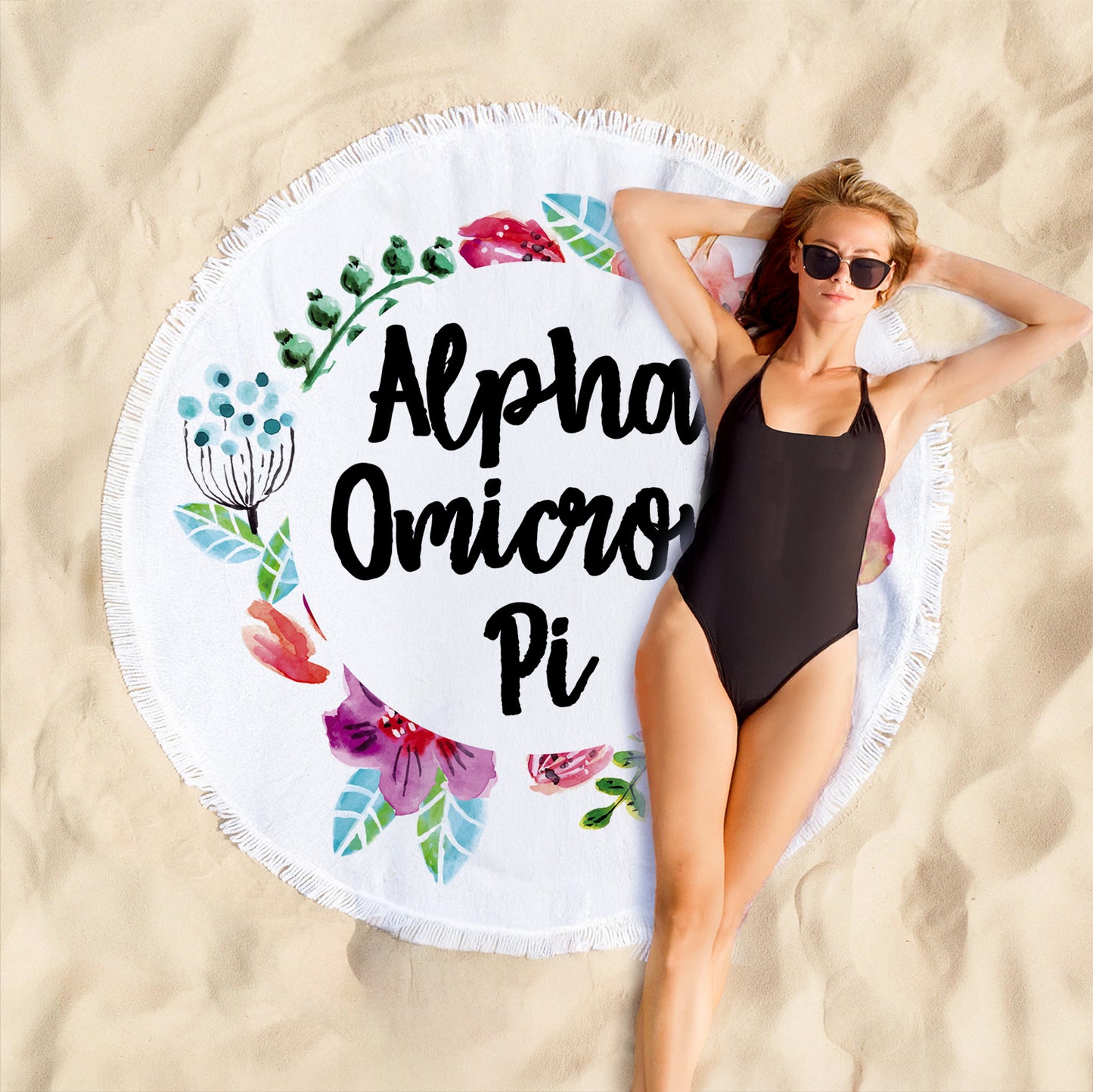 Alpha Phi Floral Fringe Towel Blanket