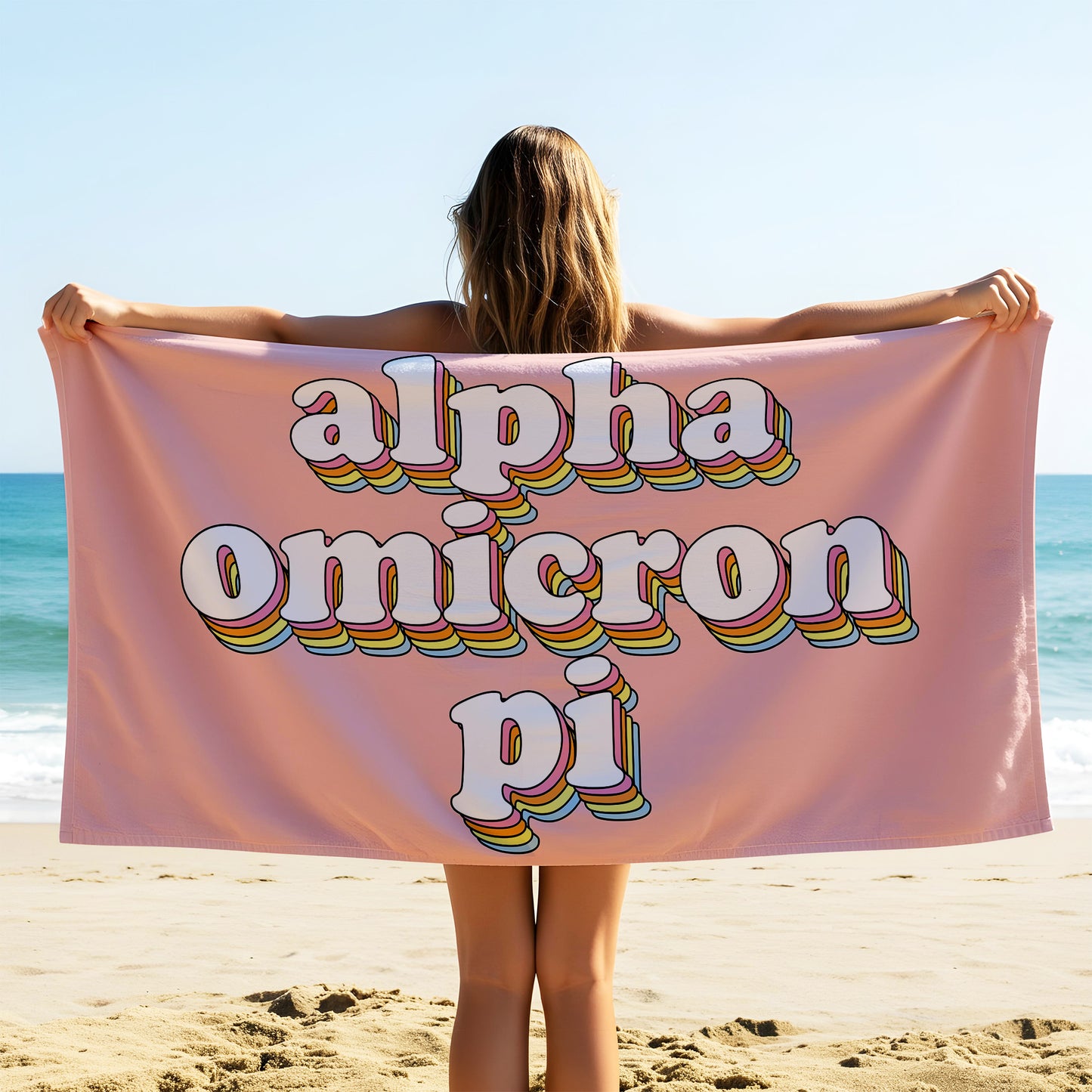 Alpha Omicron Pi Plush Retro Beach Towel