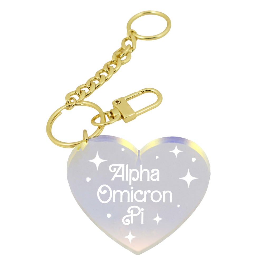 Alpha Omicron Pi Keychain - Iridescent Heart Design