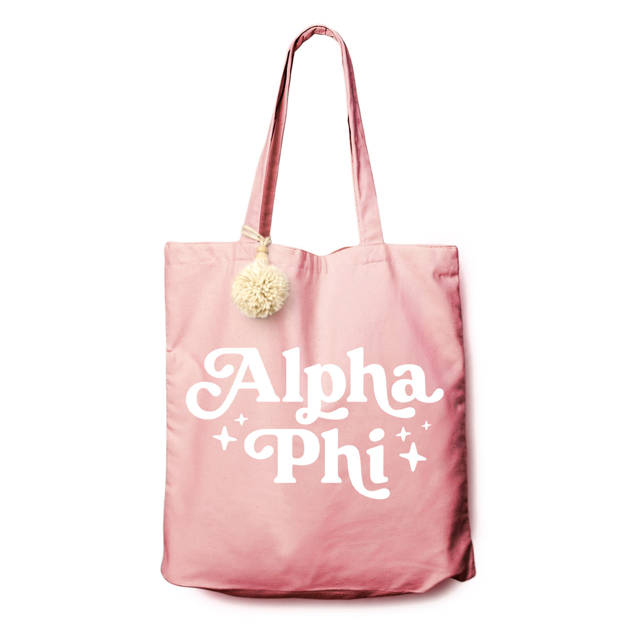 Alpha Phi Retro Pom Pom Tote Bag