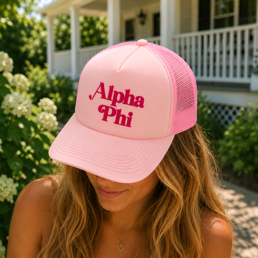 Alpha Phi Baseball Cap, Mesh Trucker-Style Hat