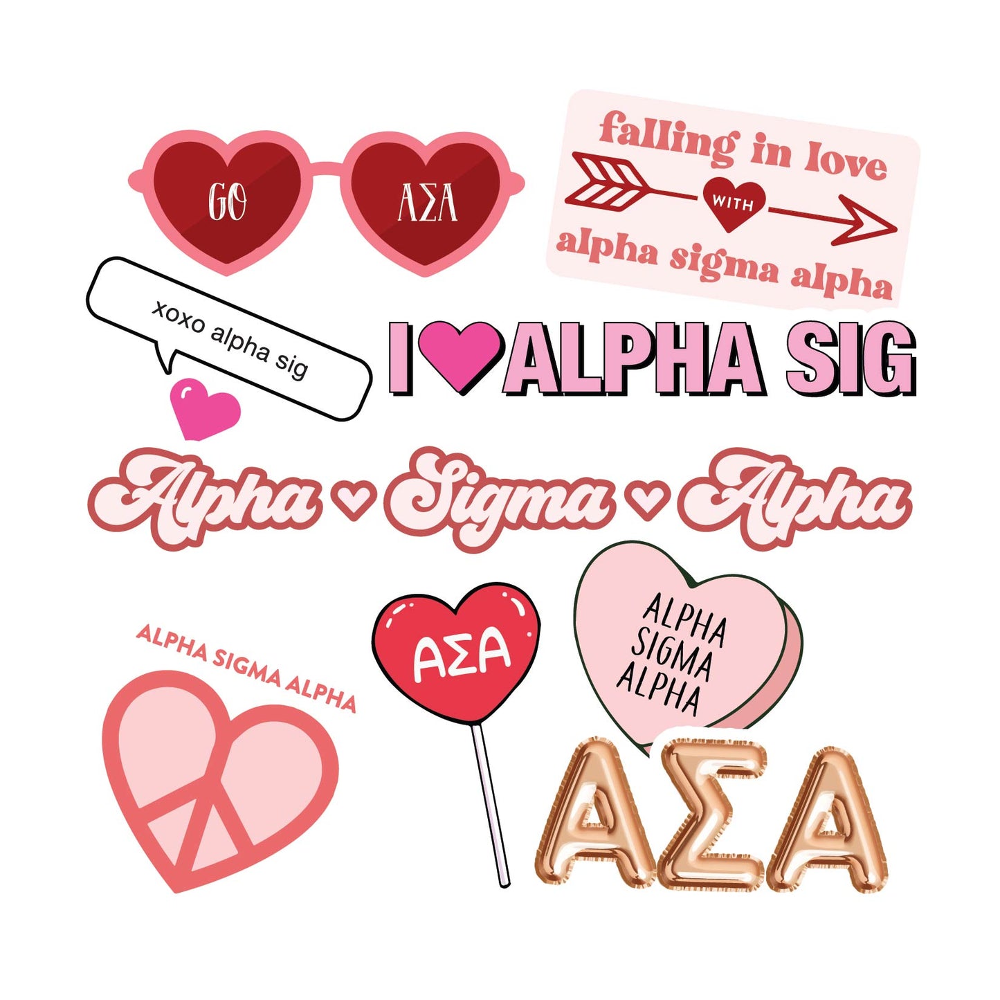 Alpha Sigma Alpha- Sticker Sheet- Love Theme