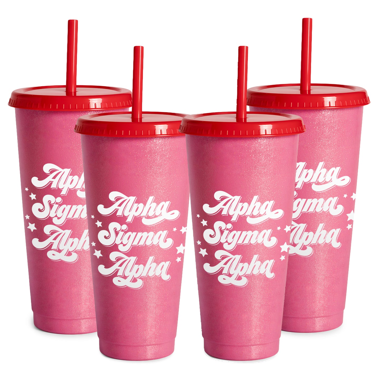 Alpha Sigma Alpha Glitter Color Changing Cup 4-Pack