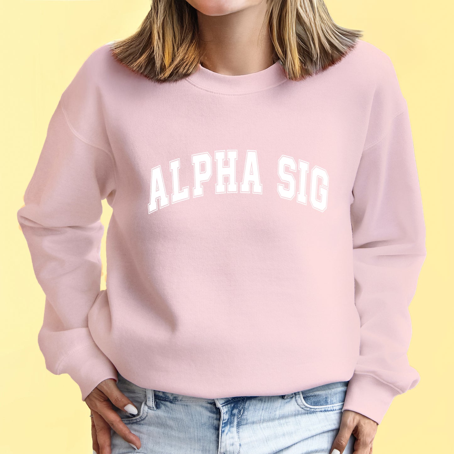 Alpha Phi Sweatshirt- Crewneck Varsity Letters Design