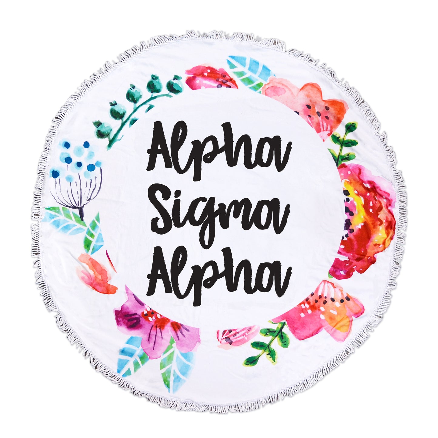 Alpha Sigma Alpha Floral Fringe Towel Blanket
