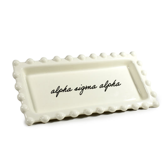 Alpha Sigma Alpha Jewelry Dish - Rectangular Cursive Script Sorority Name