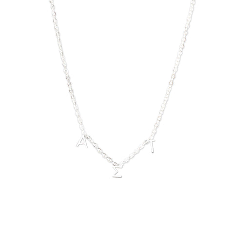 Alpha Sigma Tau Silver Greek Letters Necklace