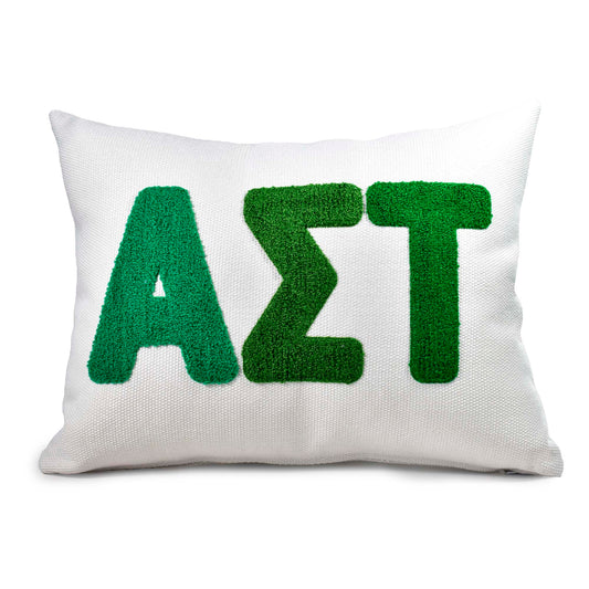Alpha Sigma Tau Pillow – Embroidered Plush Greek Letters Design