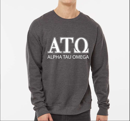 Alpha Tau Omega Sweatshirt- Crewneck Fraternity Varsity Letters Design