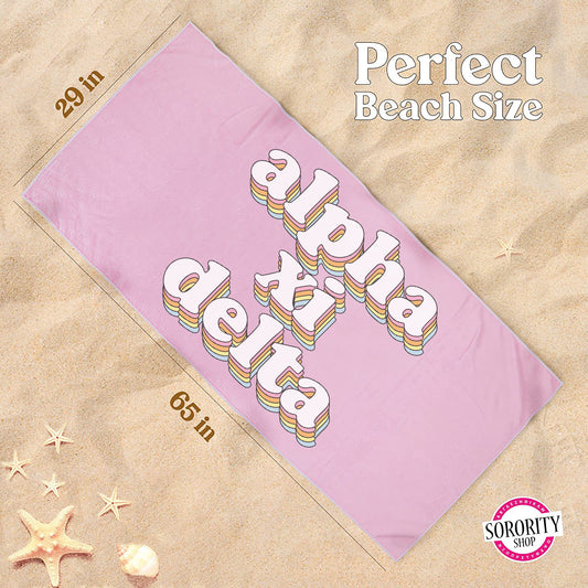 Alpha Xi Delta Plush Retro Beach Towel