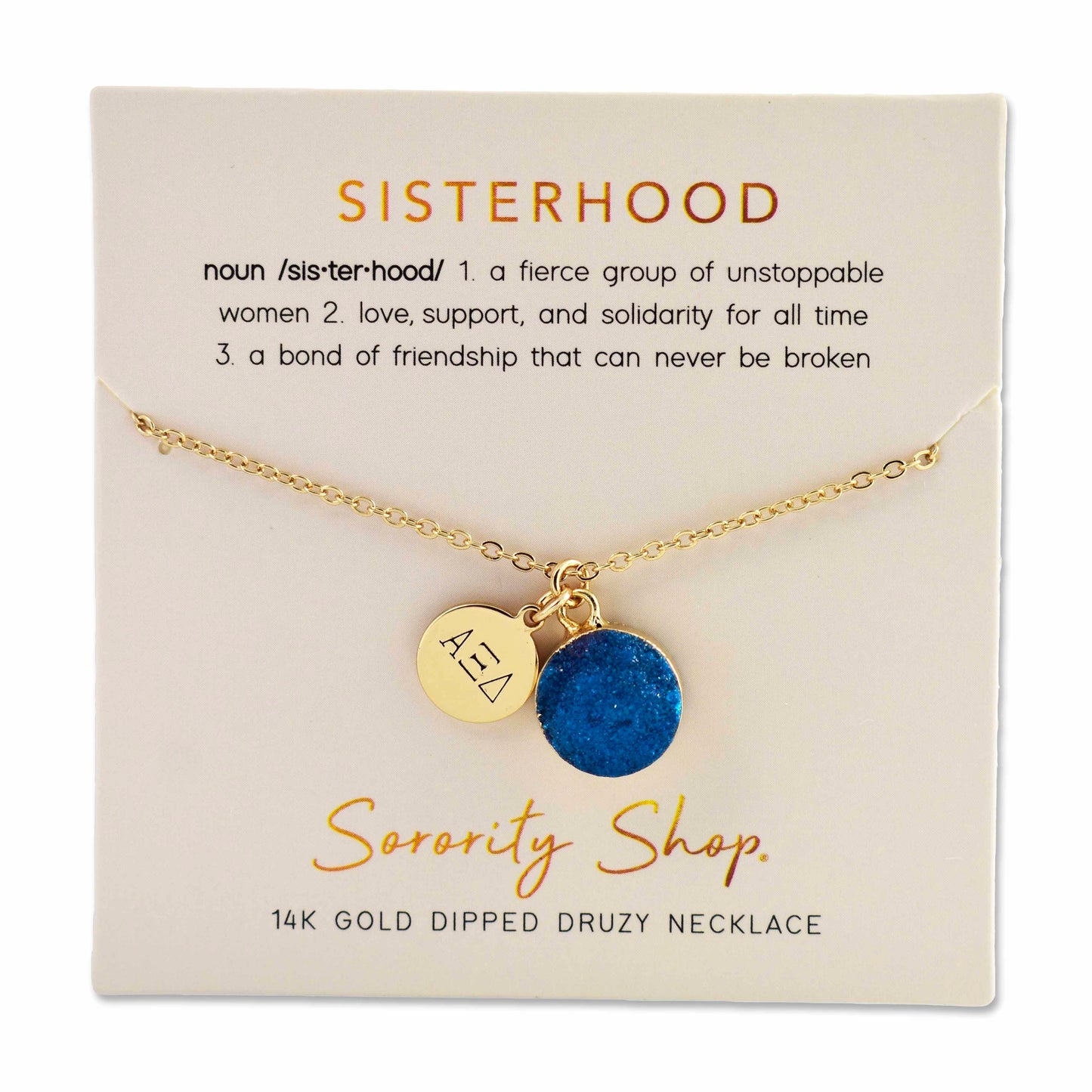 Alpha Xi Delta Sisterhood Druzy Necklace