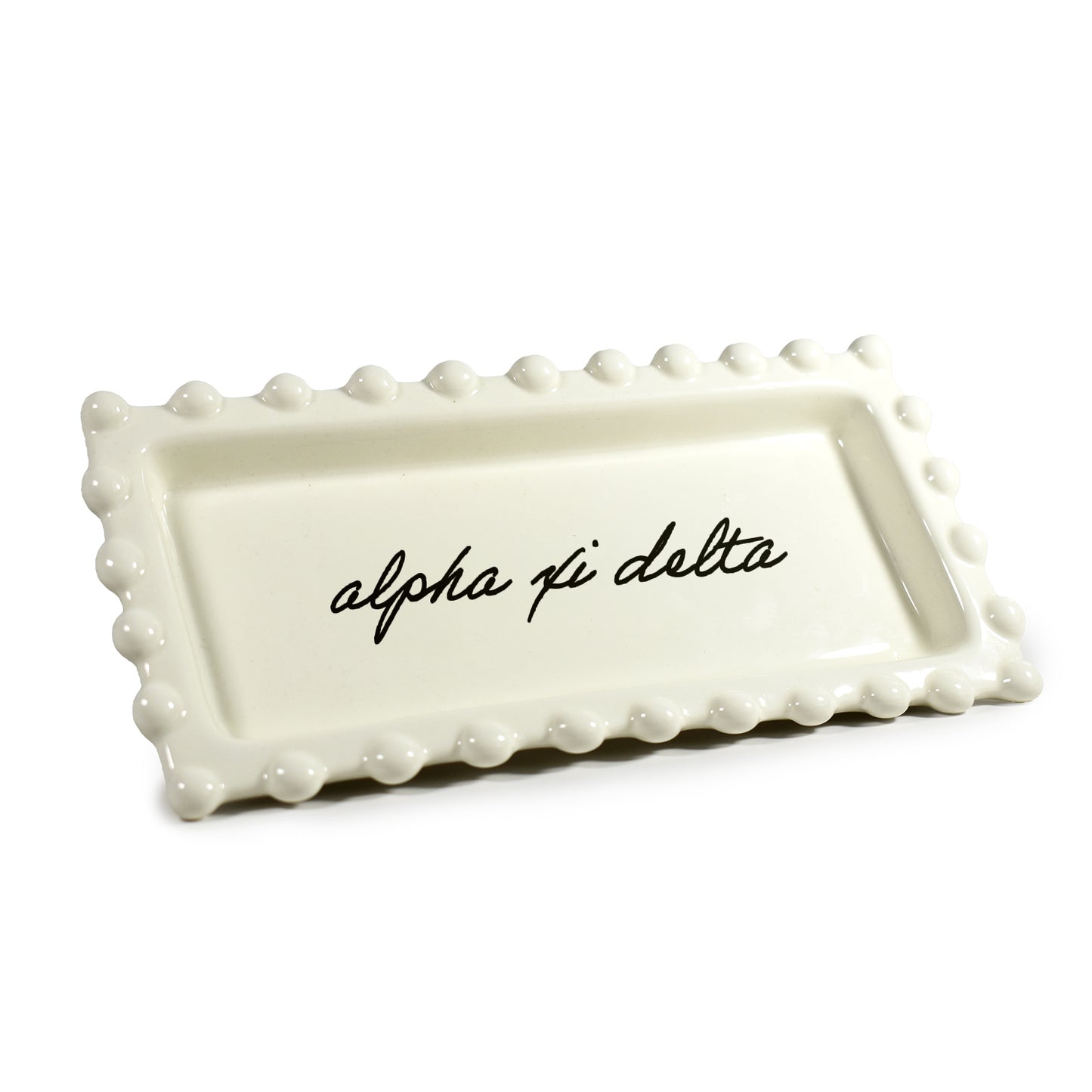 Alpha Xi Delta Jewelry Dish - Rectangular Cursive Script Sorority Name