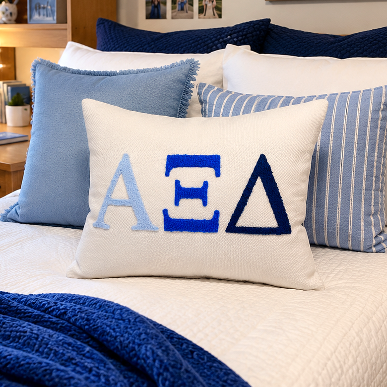 Alpha Xi Delta Pillow – Embroidered Plush Greek Letters Design